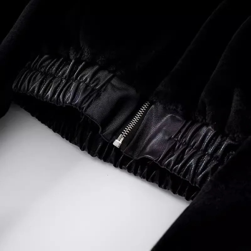 Short High Waist Faux Fur Womens Jacket Plush Warm Hooded Coats Spliced Leather Hem Jackets 2024 Winter in Coat Streetwear 241106