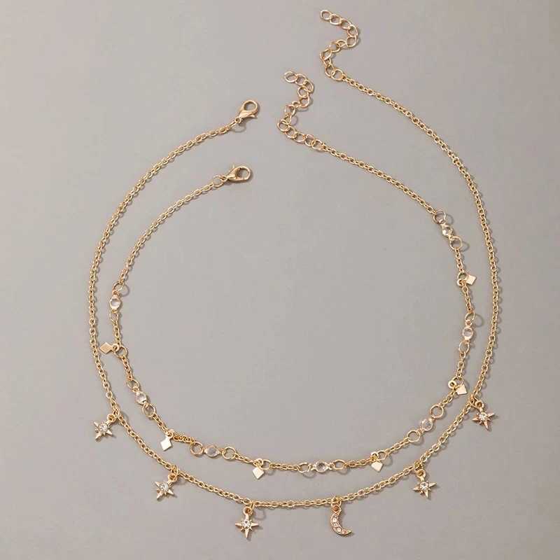 Tocona 2-piece/set Bohen Starry Moon tassel Kravik chain necklace used for charm Mti layer adjustable jewelry 4779 X241106