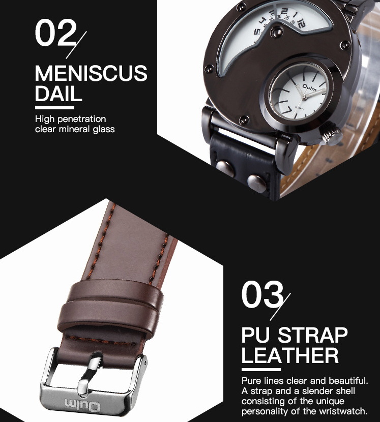 waterproof depth 100 M Watch For Men Cowhide strap stainless steel case Diameter 50 MM Thickness 10 MM Electronic movement Tempered Glass Mirror Watch