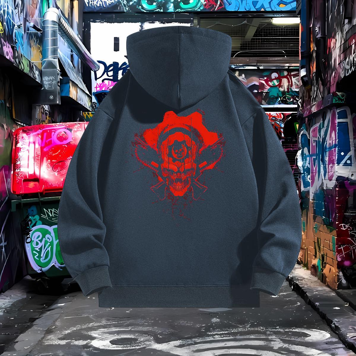 Wholesale Mens Hoodie Sweatshirt Breathable Drawstring Loose Men's Hooded Sweatshirt Custom Cartoon Tops Hoody Daily Outfit Cotton 350g