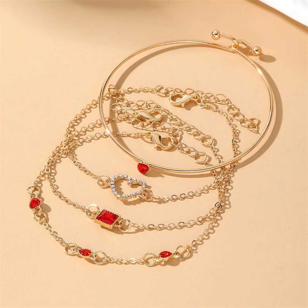 EN Fashion Red Sparkling Charm Geely Crystal Bracelet Used for Elegant Hollow Chain Bracelets Jewelry Gifts X241106