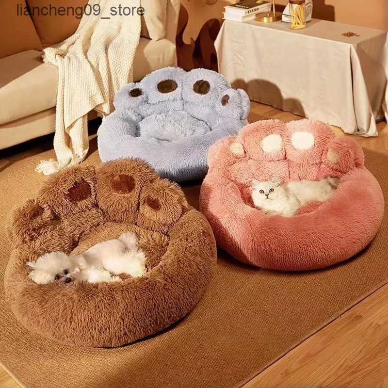 kennels pens Cute Bear Claw Dog Bed Plush Winter Warm Pet Mat Dog House Large Dog Bed Dog Cat Sofa Blanket Mat Pet Accessories L240910