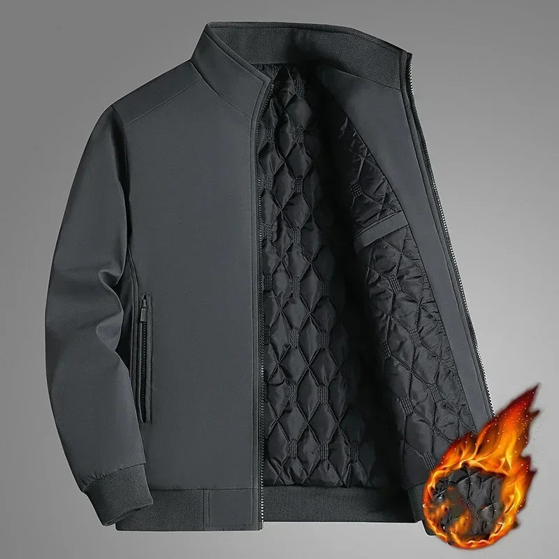 BROWON Plus Size 8xl Jacket for Men 2024 Thick Stand Collar Solid Winter Jacket Men Waterproof Warm Business Casual Men Coats 241106