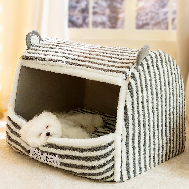 Autumn And Winter Deep Sleep Dog House Cartoon Big Ear Cute Pet Yurt Nest Semi Closed Warm Cat Nest Pet Nest 990