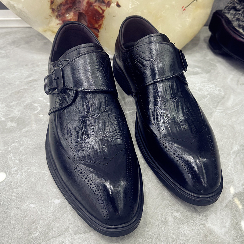 Men's Top Layer Cowhide Leather Casual Single Bean Shoes, Shoe Covers, Guangdong Wedding Groomsmen Shoes