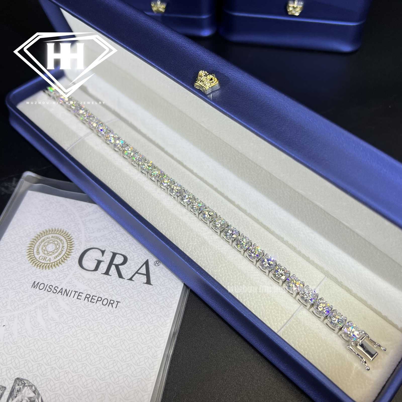 Wholesale Ice Moissanite Chains 3mm 4mm 5mm Silver S925 GRA Verified VVS1 Excellent Cut Diamond Moissanite Tennis Necklaces