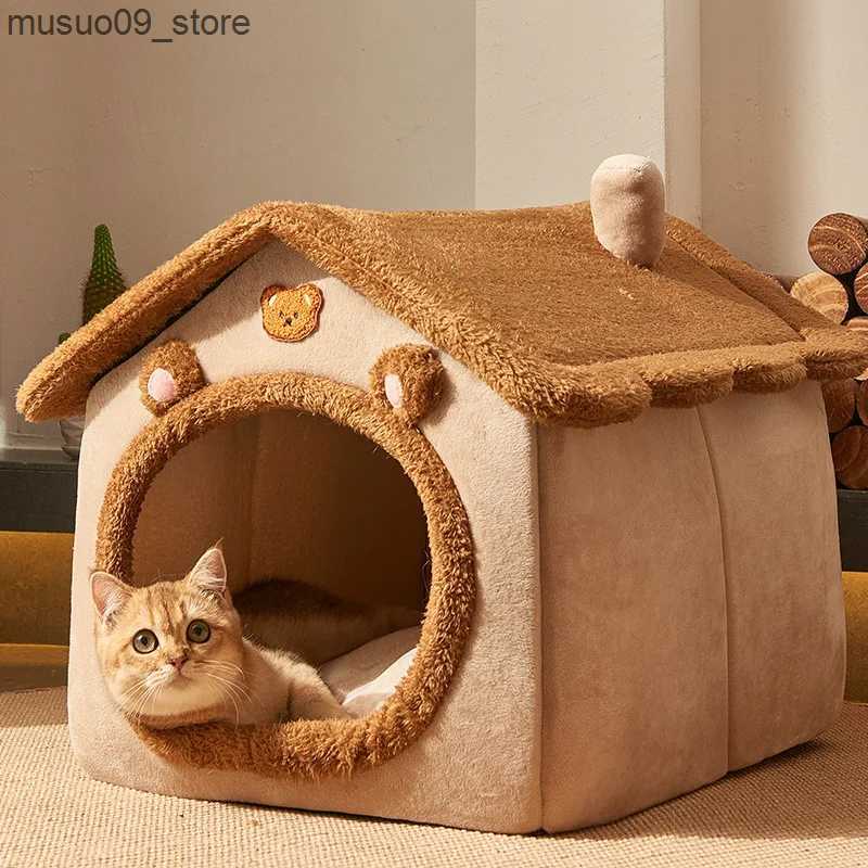 kennels pens Foldable Dog House Winter Warm Plush Pet Sleep Nest Detachable Pet Sofa Mat Portable Dog House Pet Supplies L240910