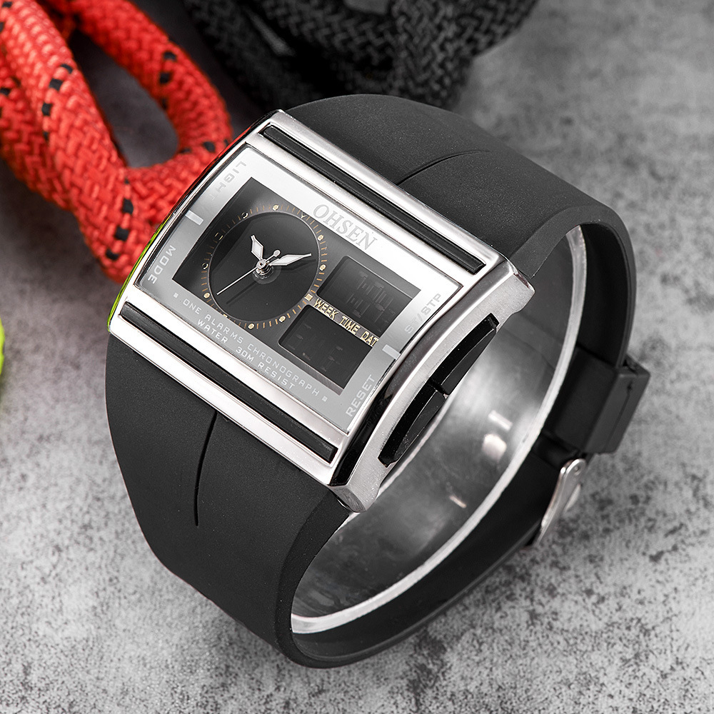 Luminous waterproof student watch alarm clock function quartz titanium alloy case crystal mirror silicone strap thickness 10 mm diameter 37 mm warrant