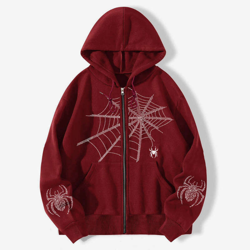 shanshi spider hoodie American Spider Printed Matrix Cardigan Loose Zipper Hoodie Autumn/Winter Coat hoodie