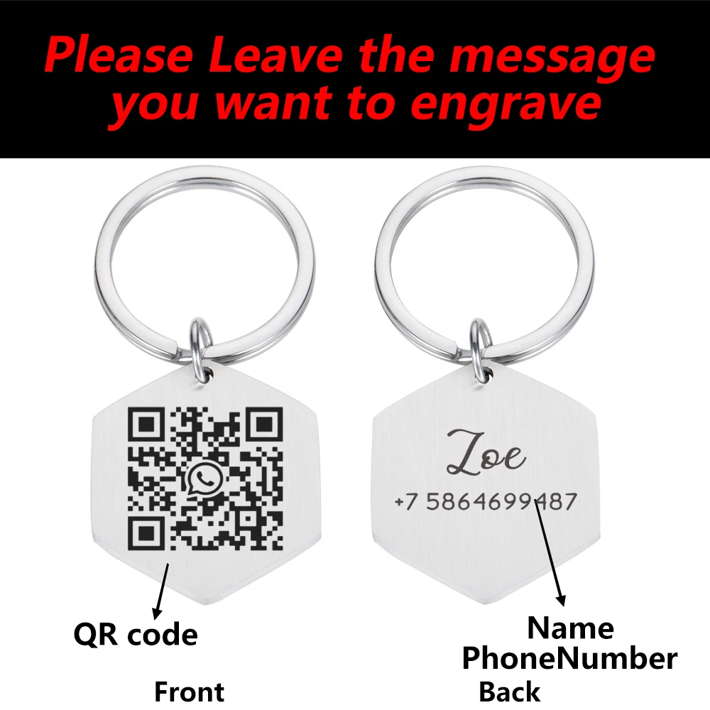 Customized Pets Dog Collar QR Code Tags Personalized Contact Number and Code for Puppy Kitten Collar Anti-lost Pet Dog Nameplate