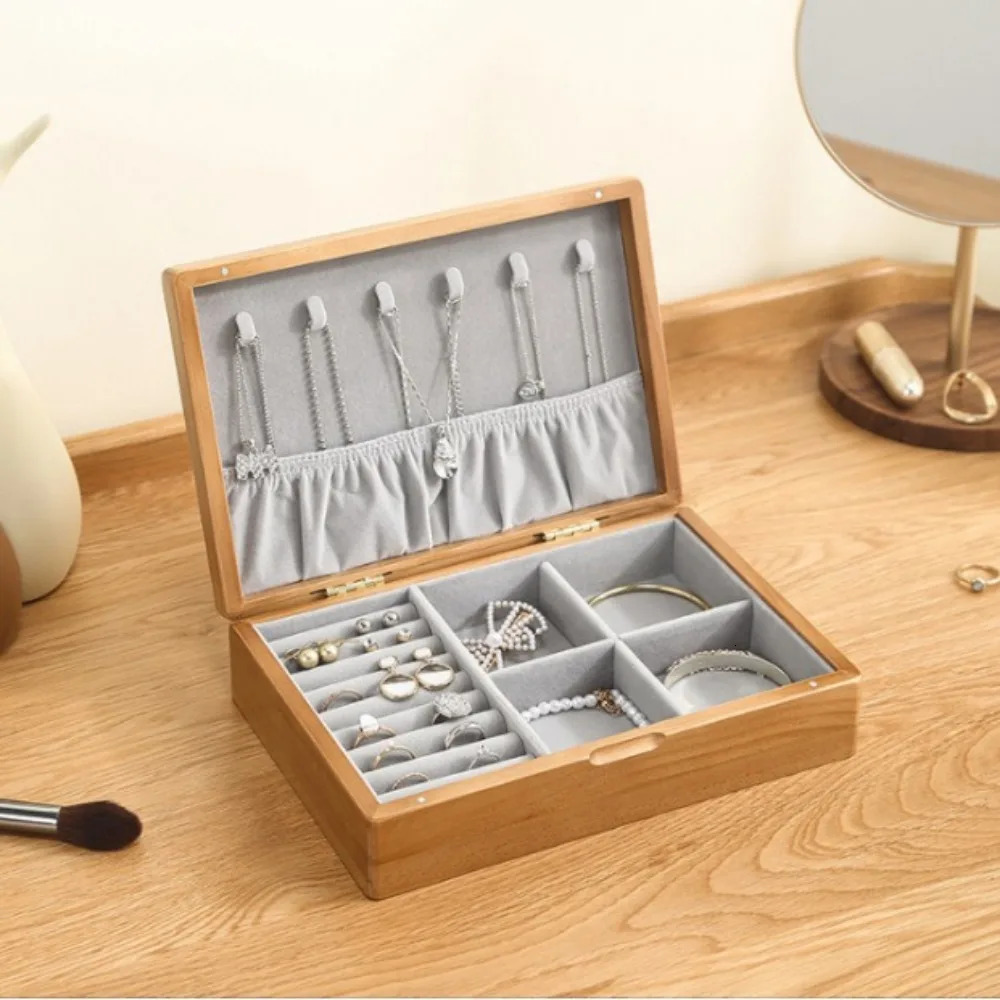 Wooden jewelry box mini multifunctional female organizer storage jewelry box personalized packaging supplies 241106