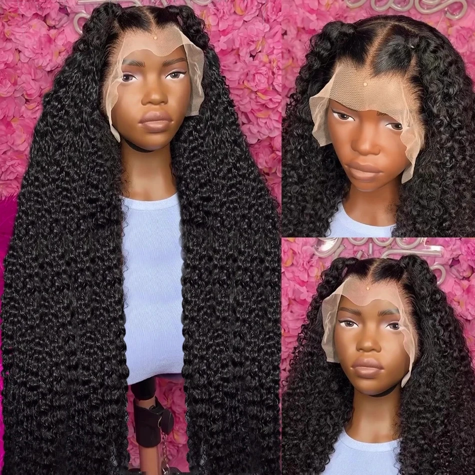 Free shipping 40 Inch Curly 13x4 HD Transparent Frontal Wig Brazilian Remy 360 Loose Deep Wave Human Hair Lace Front Wigs For Women
