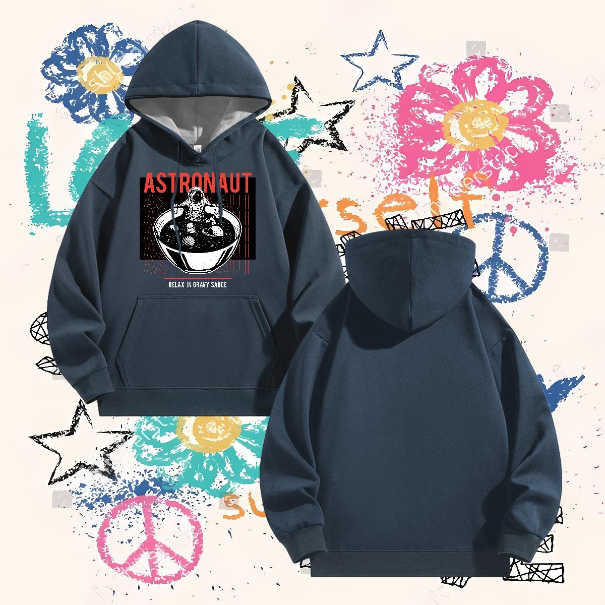 Free Shipping Hooded Sweatshirt Hooded Collar Long Sleeves Loose Mens Hoodie Anime Oversized US Size Pullover Hoodie Daily Outfit Thick Plush