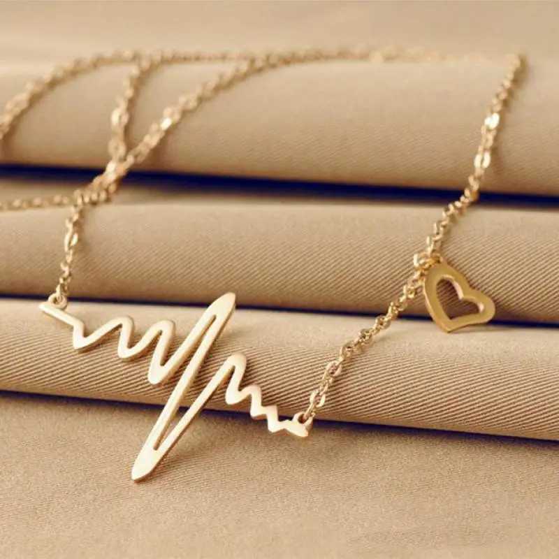 Simple Wave Necklace Fashion Ecg Pse Charm Pendant Necklace Lightning Wen Retro Jewelry Accessories X241106