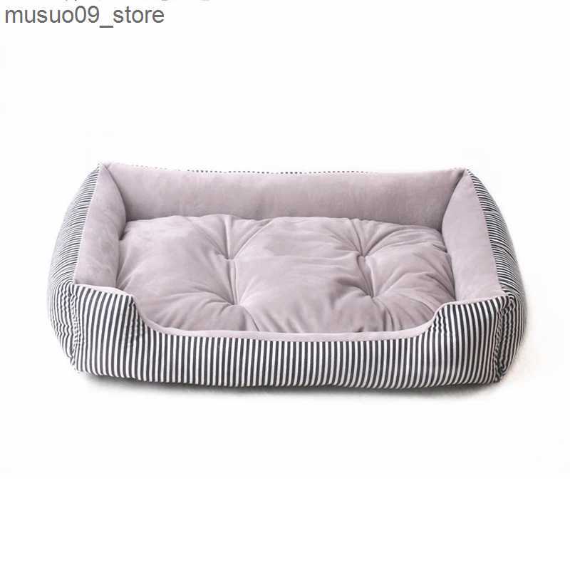 kennels pens 2020 Winter Pet Sofa Warm Dog Bed Big Dog Carpet Cat House Dog Mat Dog House Striped Pet Cat Mat Sleeping Nest L240910