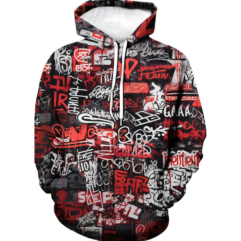 Hoodie for Mens Womens Mens Artist Street Letter Graffiti Markers 3D Printing Graffiti Graphic Graphic Hoodies sweatshirt Fashionable and Warm