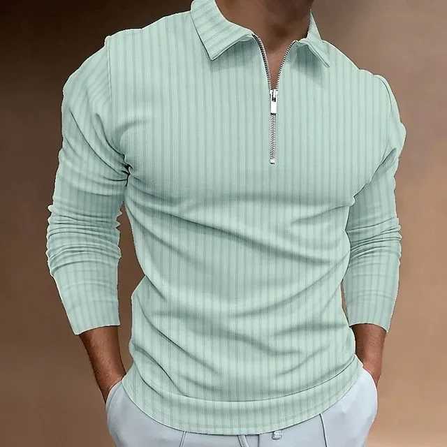 Fashionable solid color vertical printed mens long Sve zipper shirt autumn mens classic casual business oversized shirt W241106