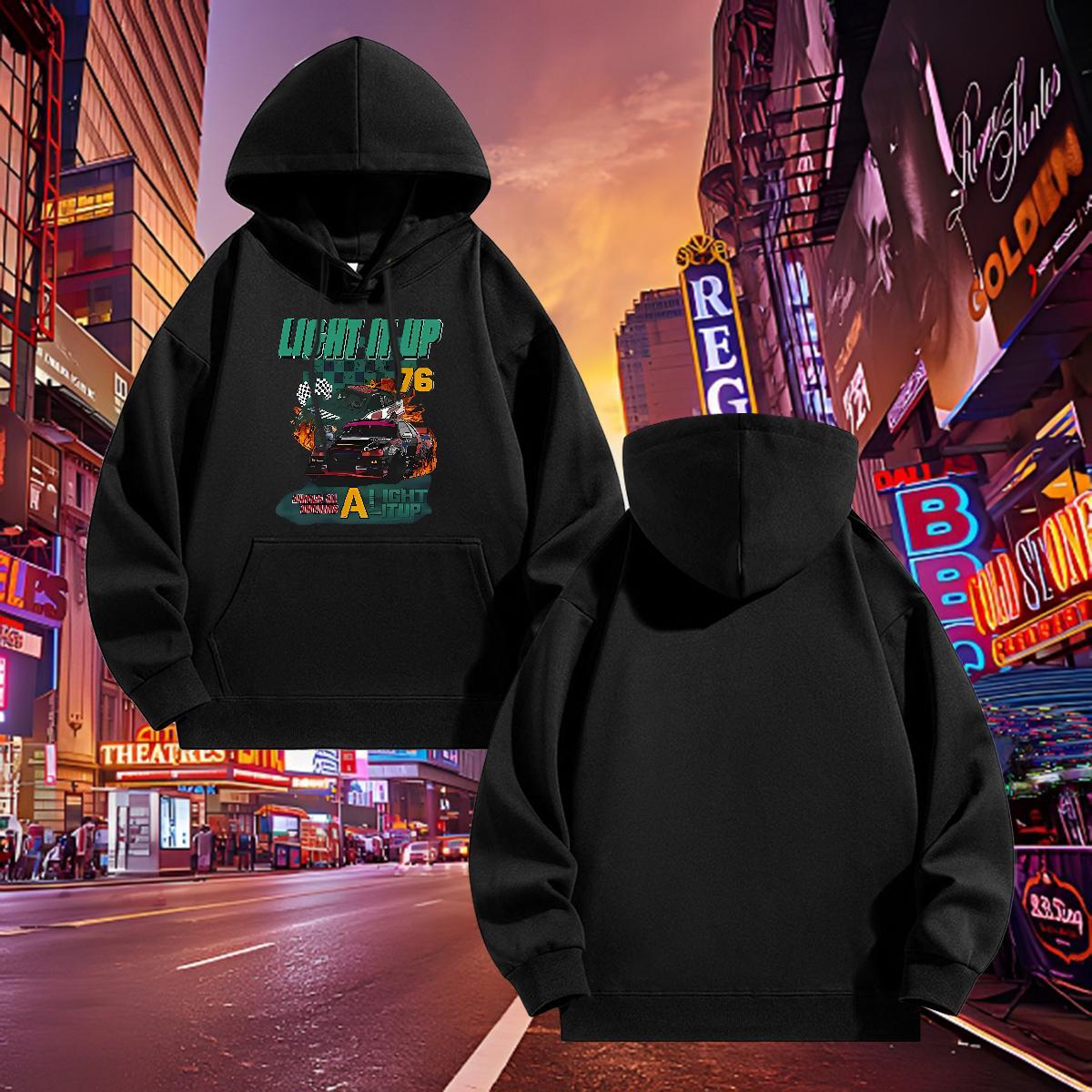 Fashion Casual Mens Hoodie Street Warm Men Tops Hoodie Hooded Collar US Plus Size Clothings Warm Fleece