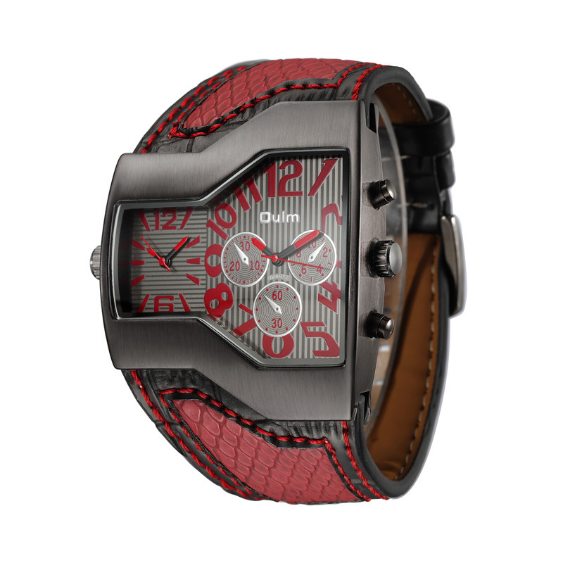 Sports Watch Waterproof 10 M Never Fade For Men SIZE 52X46 mm Thickness 10 mm Cowhide strap High Quality Quartz Movement Tempered Glass Mirror Watch 0