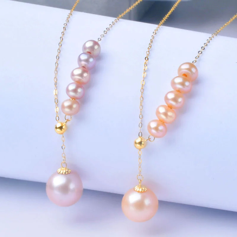 XF800 genuine 18K gold necklace pendant exquisite jewelry round natural freshwater pearl pure AU750 chain womens wedding gift X551 241106