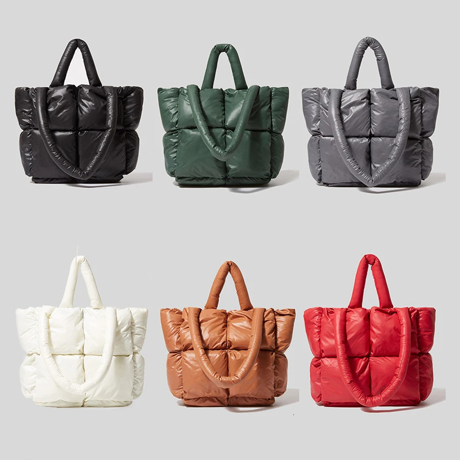Fashionable large handbag cushion handbag er childrens shoulder bag nylon down cotton cross body bag winter wallet 2024241106