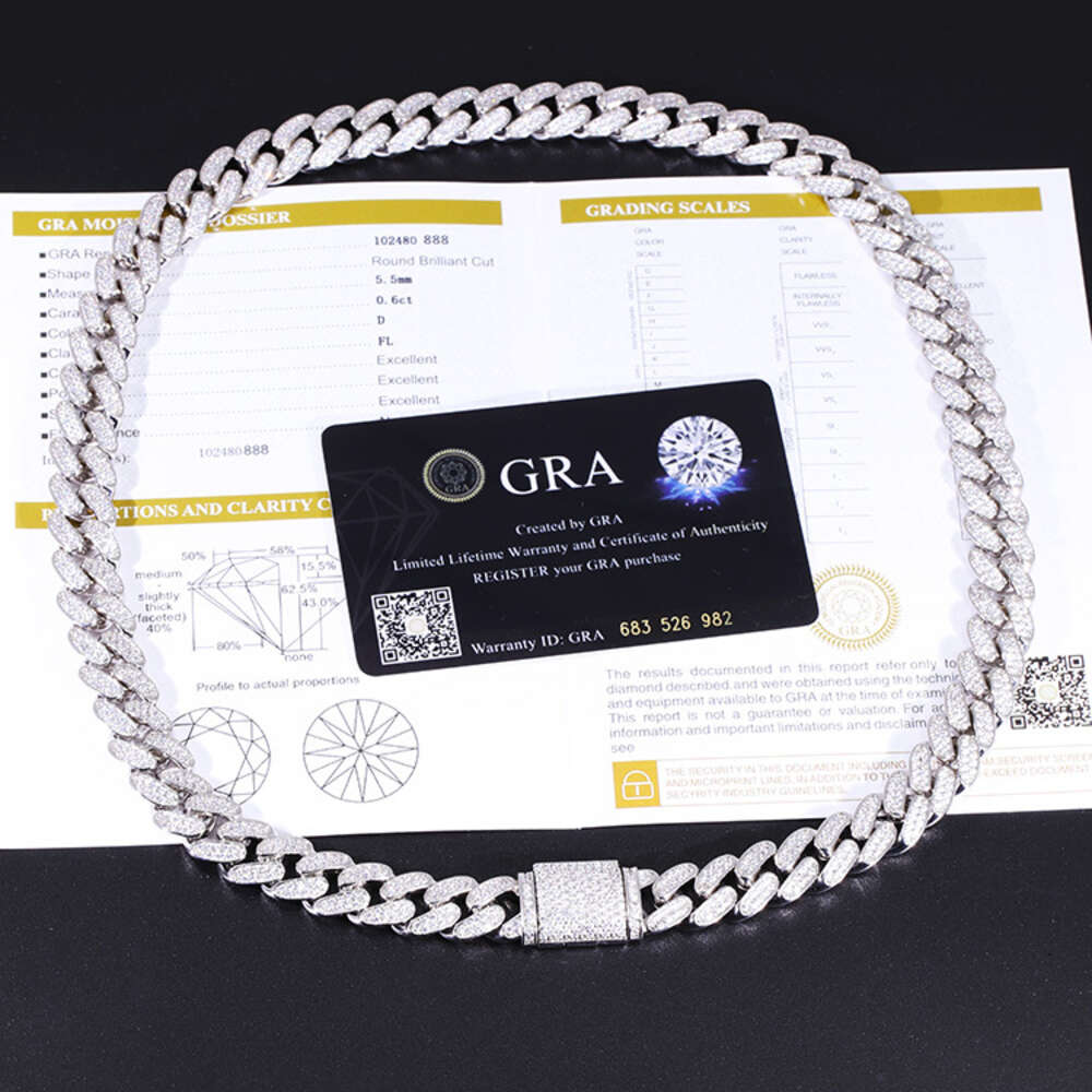 Yu Ying Hiphop Jewelry Cuban Chain 2rows 12/19mm Wide S Vvs Bg Moissanite k Free shipping