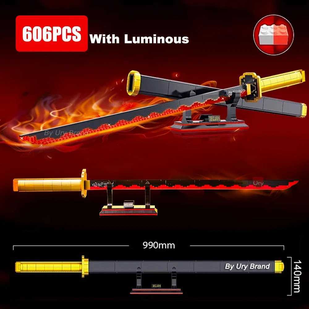 Blocks Japanese anime ninja warrior sword Katana glowing butterfly Nichirin knife Ananta MOC weapon block toy set adult boy giftY241106XS9W