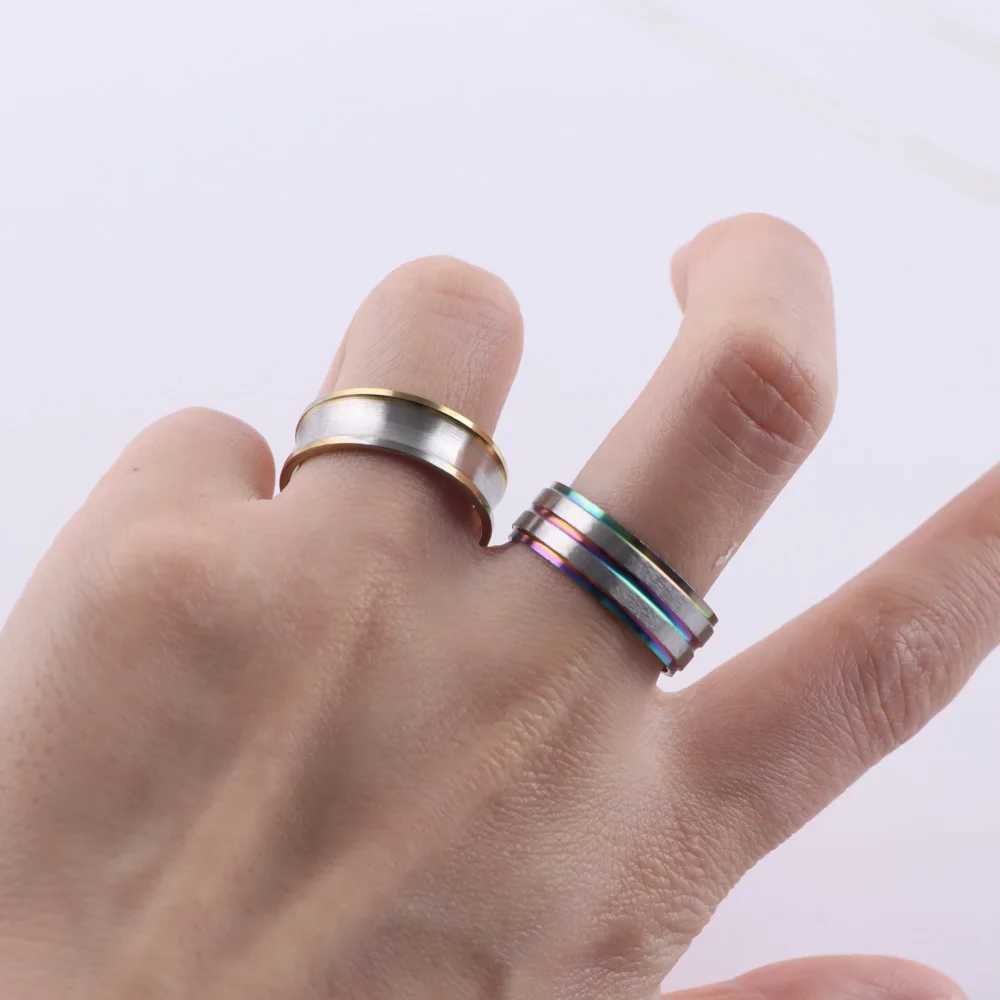 10 pieces/batch of fashionable classic striped stainless steel jewelry rings zircon crystal rotating punk pointed suitable for Wens mens gift mix styl