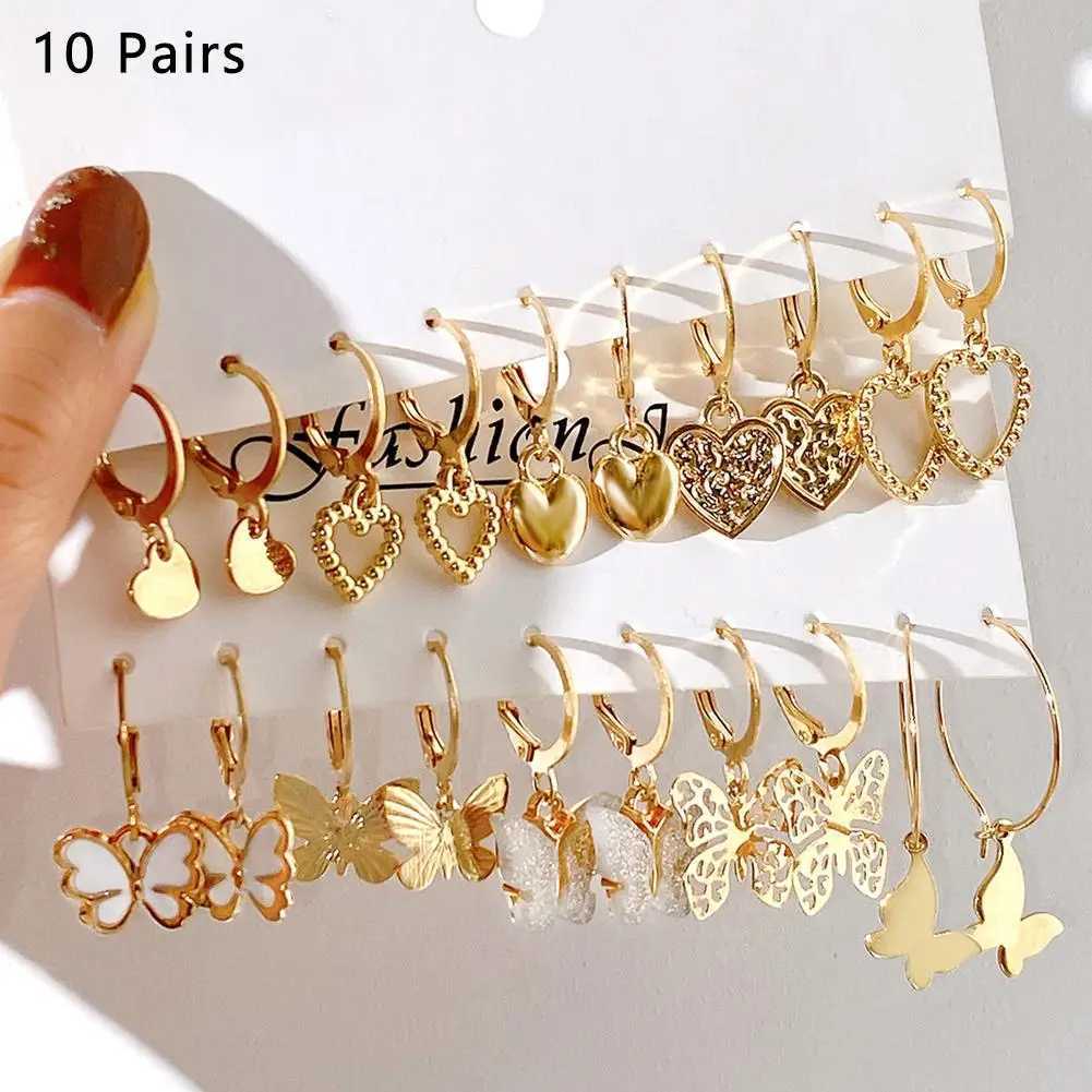 New Golden Ring Earring Set with New Creative Simple Hollow Pendant Earrings Suitable for Fashion and Trendy Je S3H6 X241106