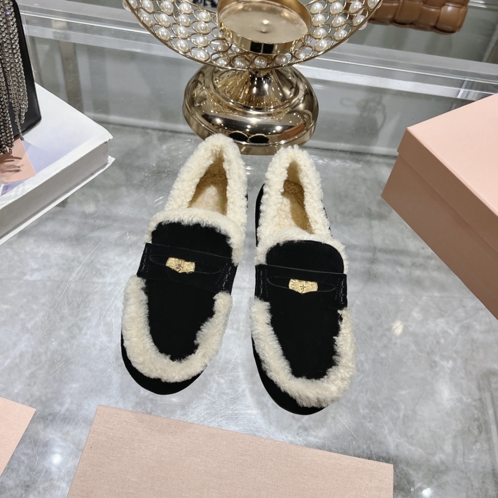 2024 Fall And Winter New Soft Bottom Bean Comfortable Casual Loafers Anti-Skid Flat Cotton Shoes