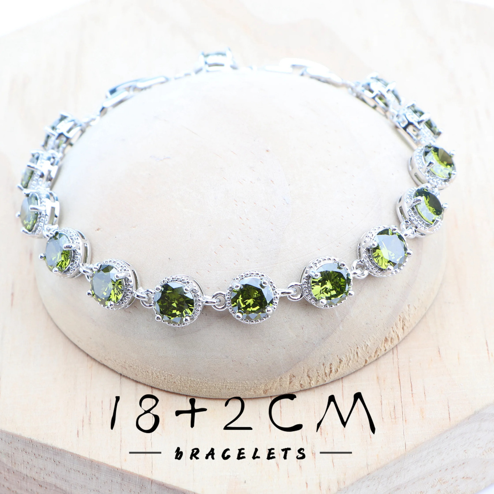 Bridal Silver 925 Round Olive Zircon Jewelry Set Ring Bracelet Pendant Earrings Necklace Set 241106