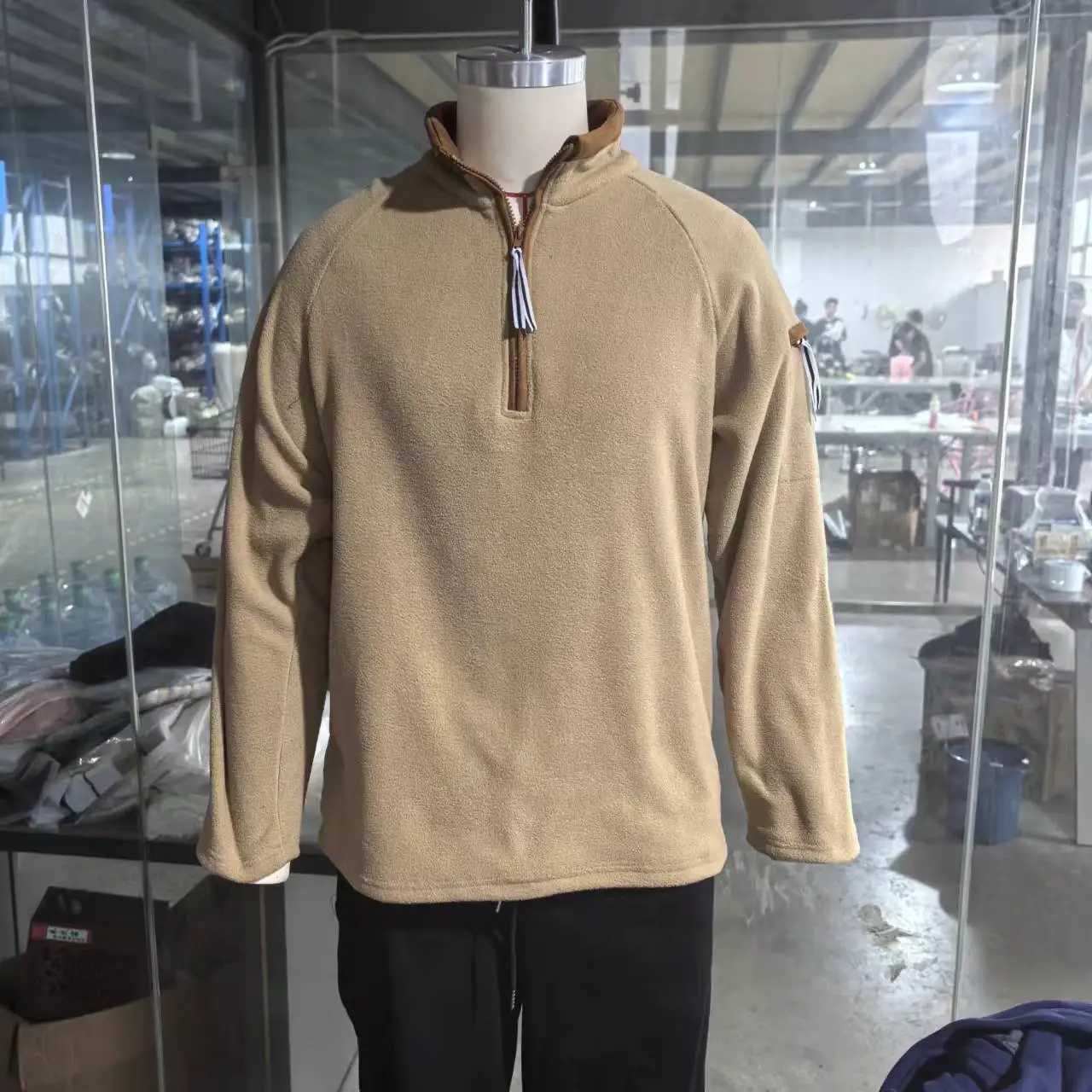 Cross border mens new stand up collar half zipper long SVE tactical arm zipper hooded zipper sports casual mens clothing W241106