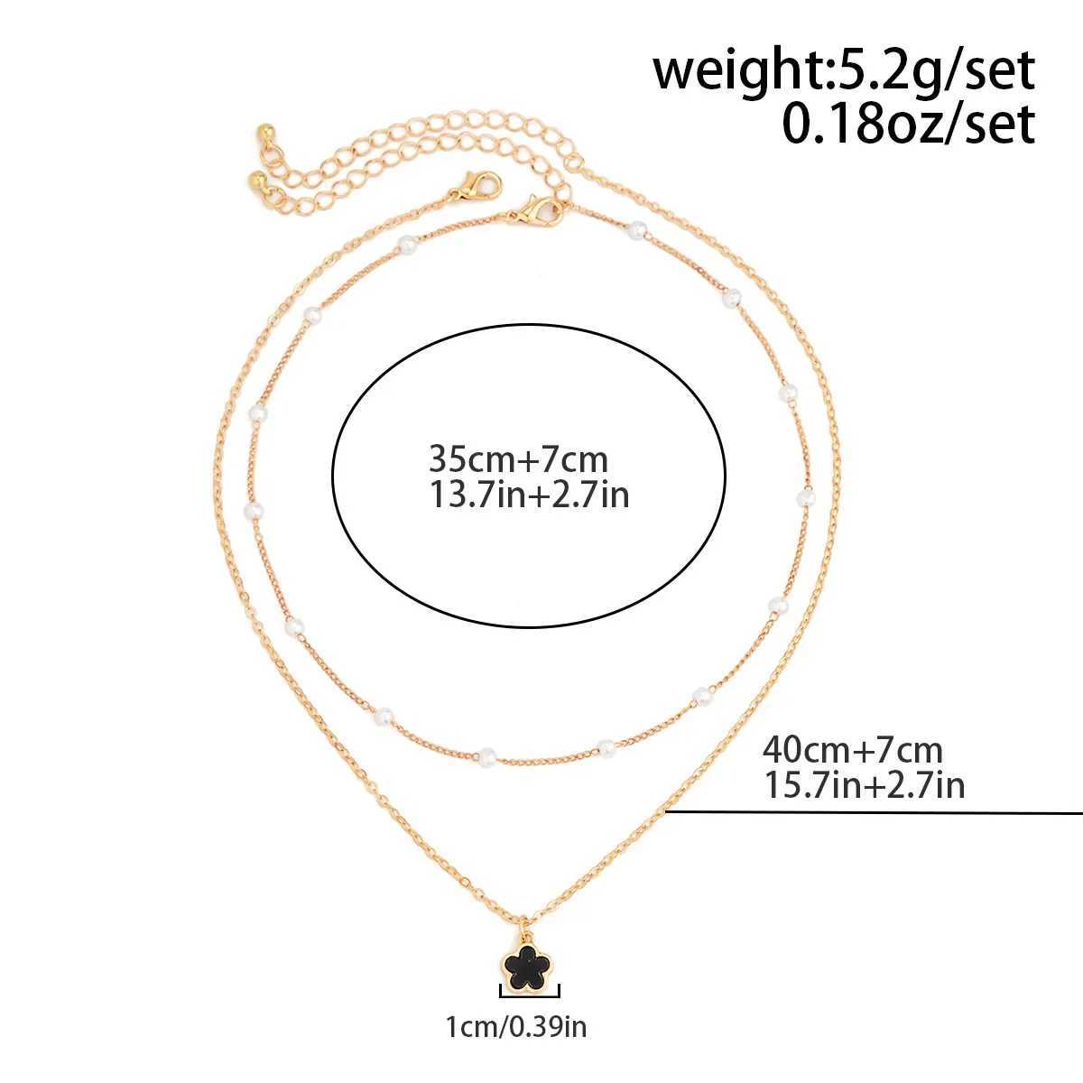 Fashionable simple exquisite warm colored five leaf petal pendant necklace used for imitating pearl bead necklaces and jewelry X241106