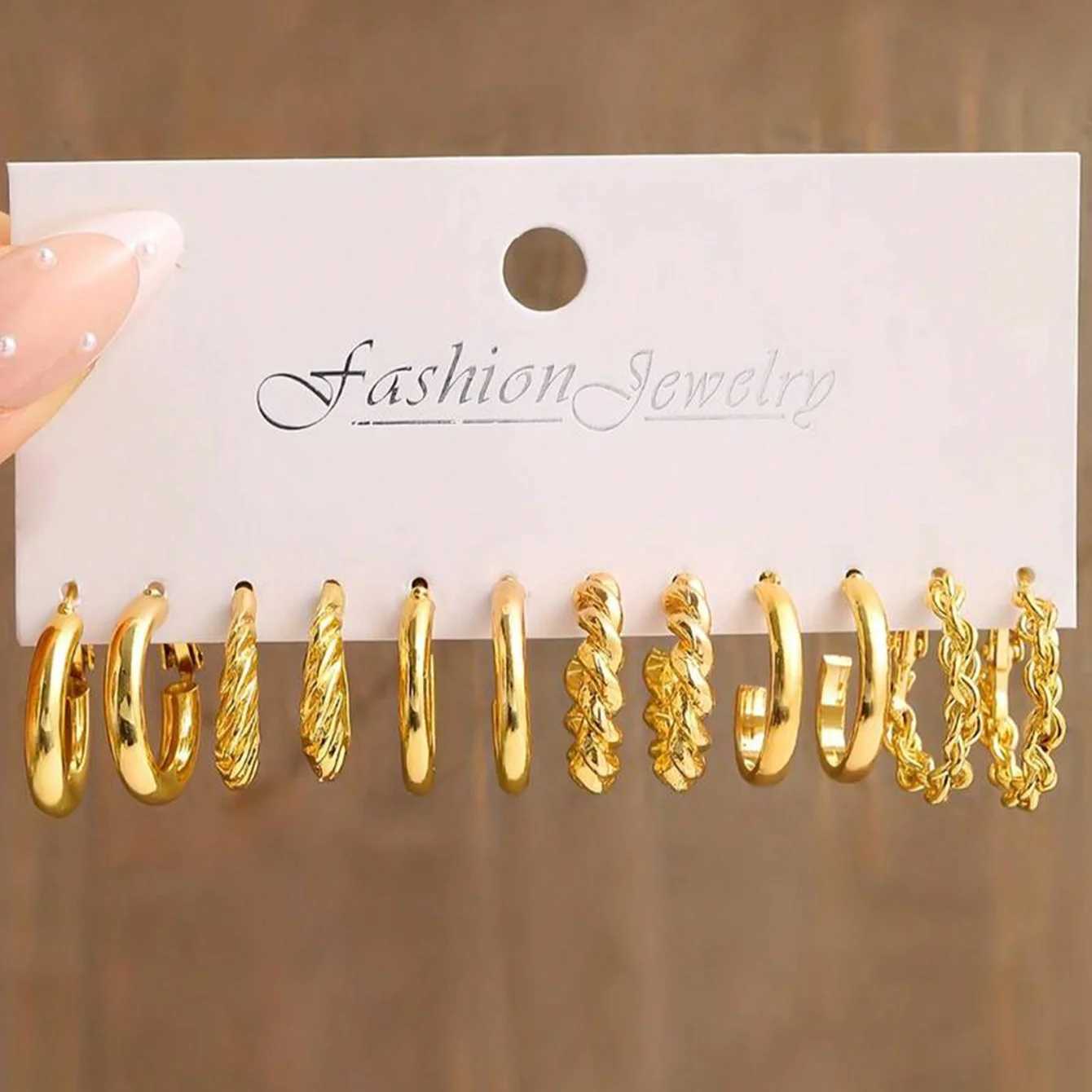 48-12 piece artificial pearl Mti layer wide twisted earring set for party dates and gifts suitable for daily wear X241106