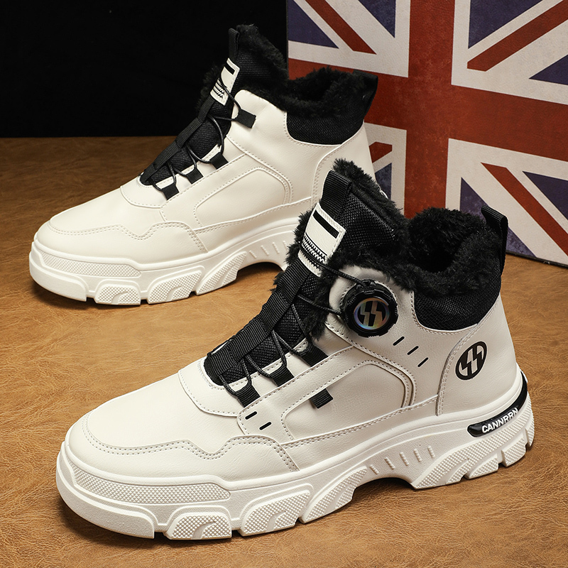 2025 New Men's High Top Platform Winter Outdoor Designer Shoes, Cold Resistant And Warm Cotton Fashionable Rotating Buckle Men's Multifuncti