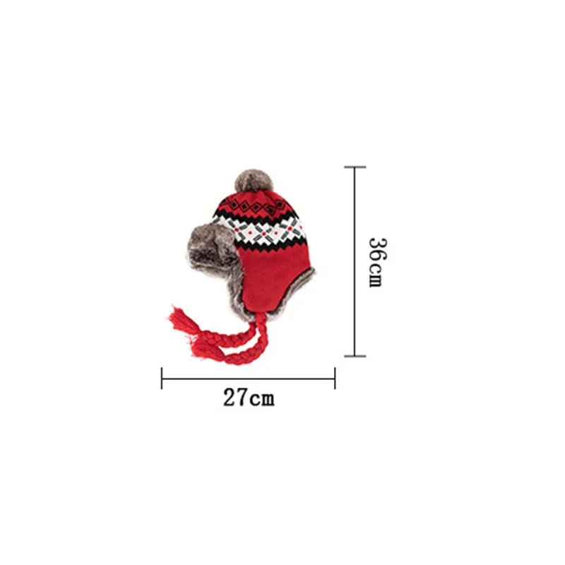 Winter Hat Bomber Hat Womens Warm Snow Hat with Fur Puff Windproof Knitted Earrings Trap Girls Outdoor Hat Gift 241106