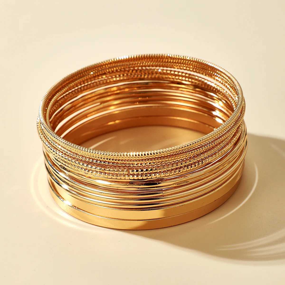 14 piece set of smooth stainless steel bracelets for fashion jewelry accessories gifts 2023 new X241106