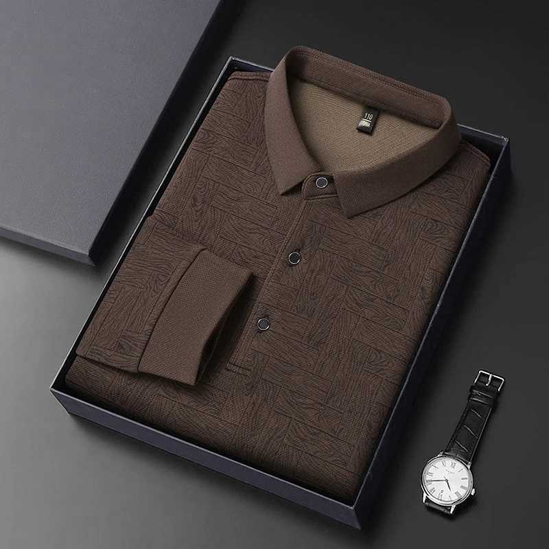 Luxury long sved mens shirt autumn new fashion lapel texture design skin friendly fabric casual T-shirt W241106
