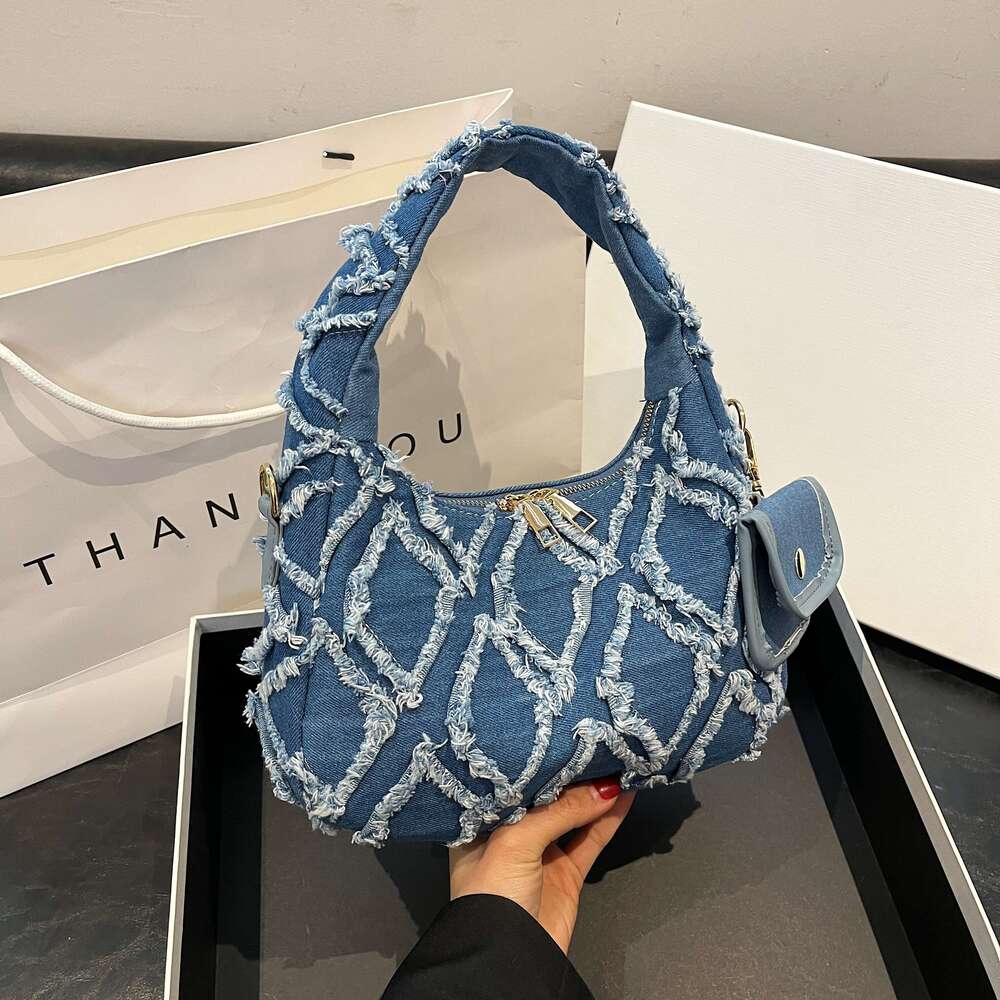 Designer Bag This Rhombus Denim Handbag Is Stylish,Simple , Suitable For Work, Commuting And Dating. 98b