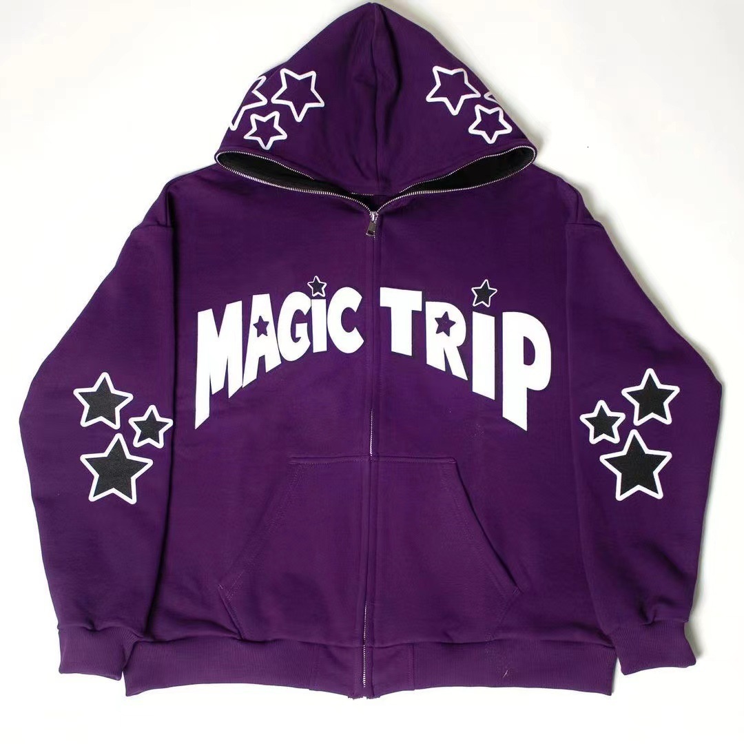 New Designer Street Trend Y2K Gothic Punk Hip Hop Fashion Zipper Digital Printed Hoodie Launched Fashion Hoodie