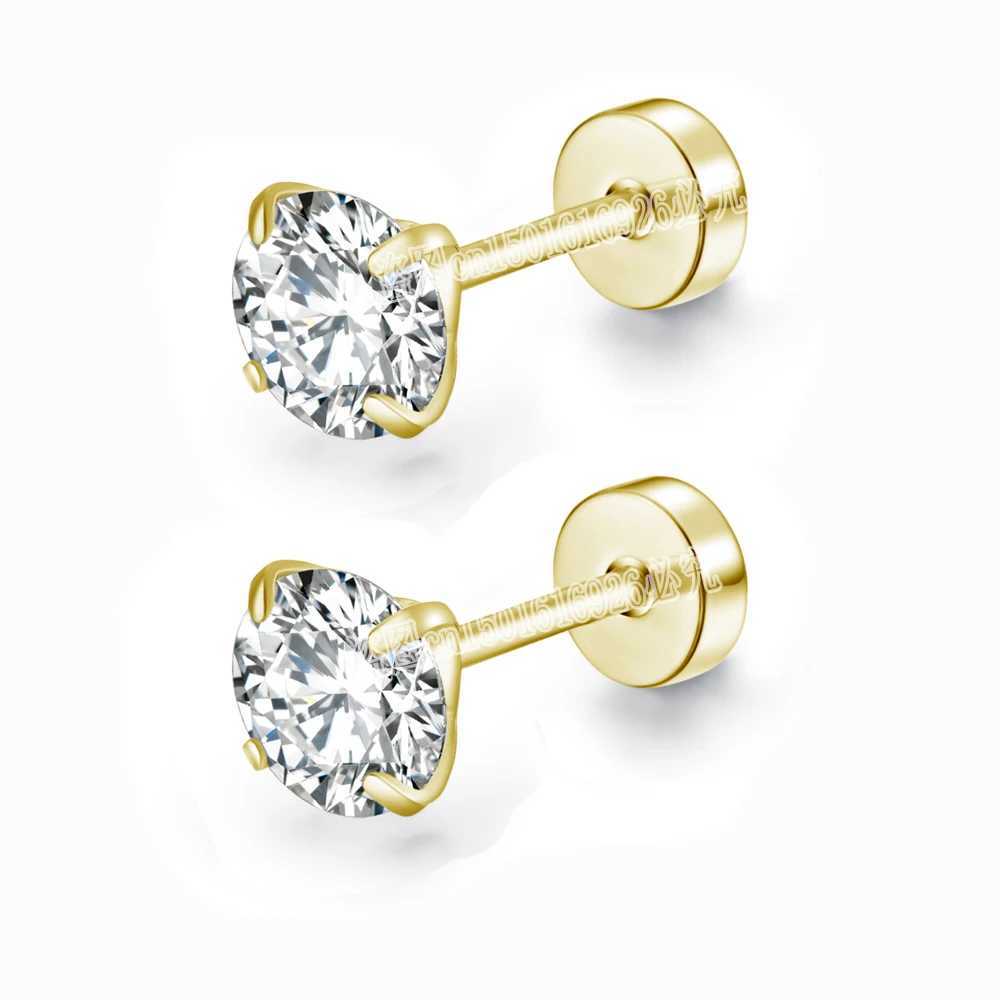 4-color top stainless steel neutral style mens round crystal zircon earrings with perforated fashion and non allergic jewelry X241106