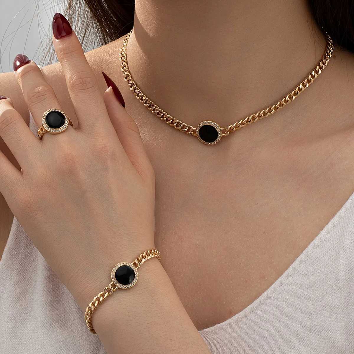 Geetry Jewelry Set Metal Enamel Bracelet Ring Holiday Party Gift Fashion Simple Style S020 X241106