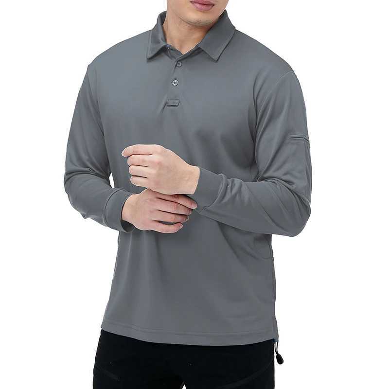 Mens lightweight long Sve shirt performance tactical casual outdoor hiking collar Pique shirt W241106