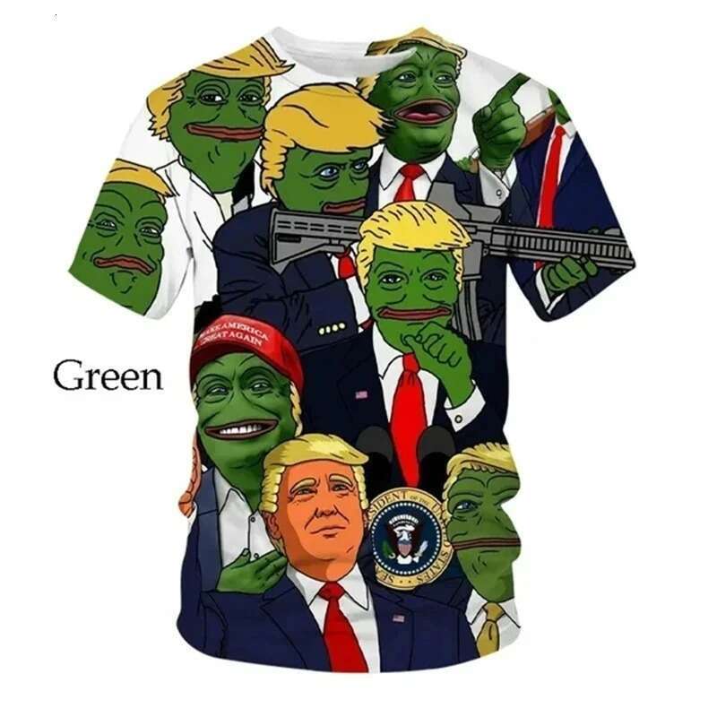 shanshi mens designer t shirt 2024 New Fun US President Donald Trump Printed Men's T-shirt 3D Popular Street Wear