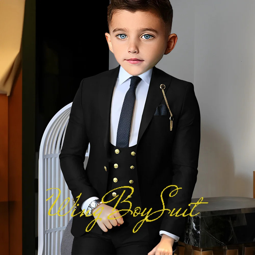 Classic Boys Suit 3 Piece Jacket Pants Vest Wedding Tuxedo Kids Formal Party 2-16 Years Custom Blazer Child 241106