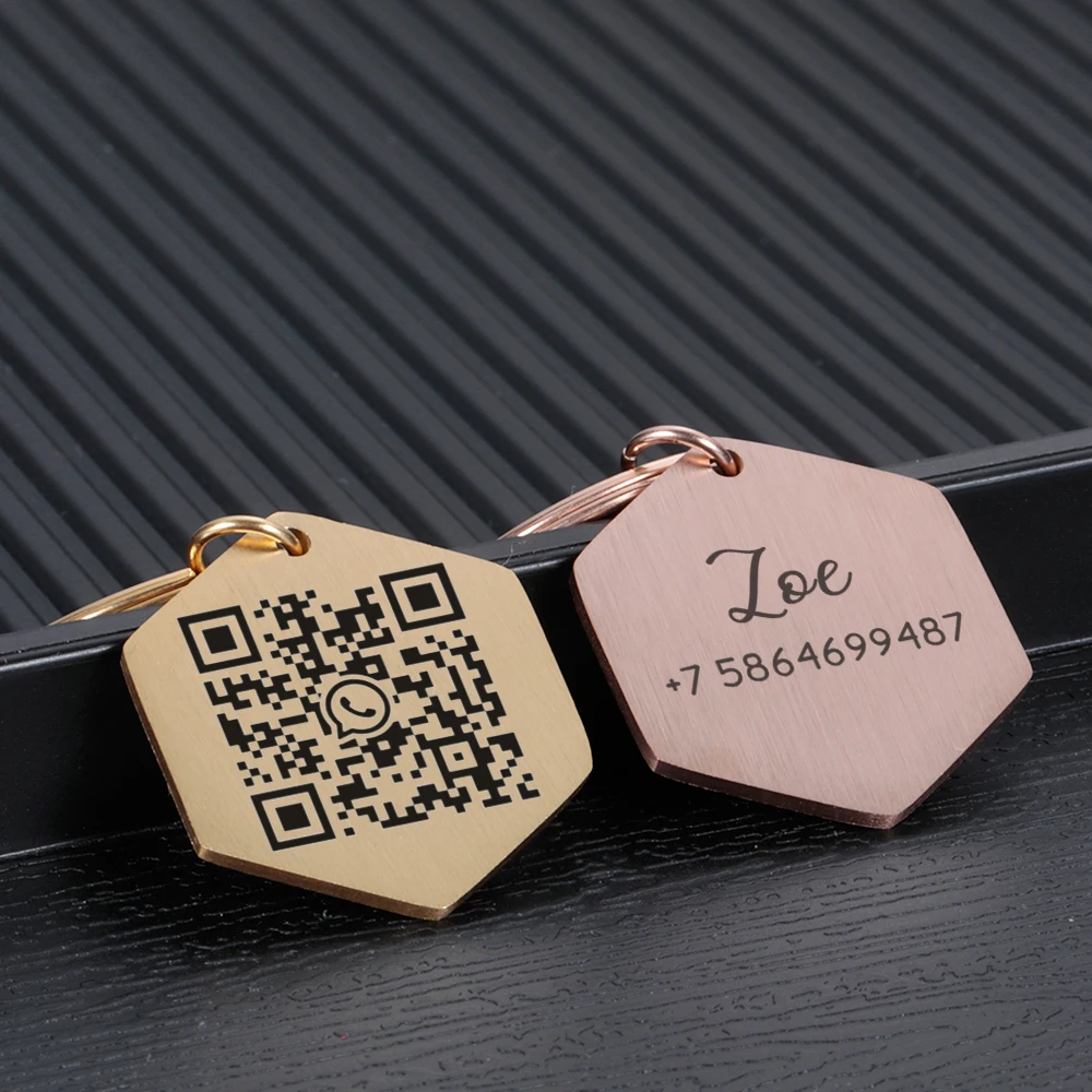 Customized Pets Dog Collar QR Code Tags Personalized Contact Number and Code for Puppy Kitten Collar Anti-lost Pet Dog Nameplate