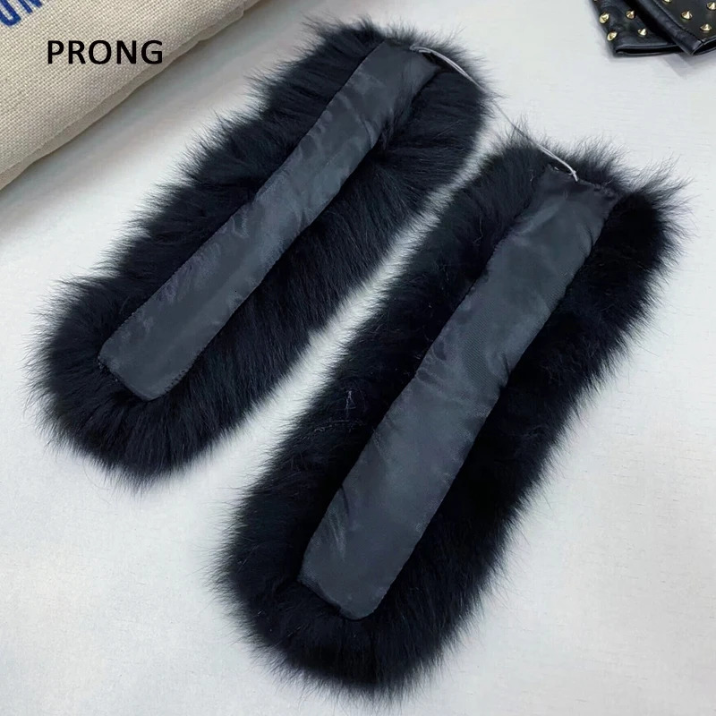 Natural fox fur cuffs wrist warmers womens jackets outerwear sleeves fur decorations womens bracelets real fur wrist gloves snap rings 241106