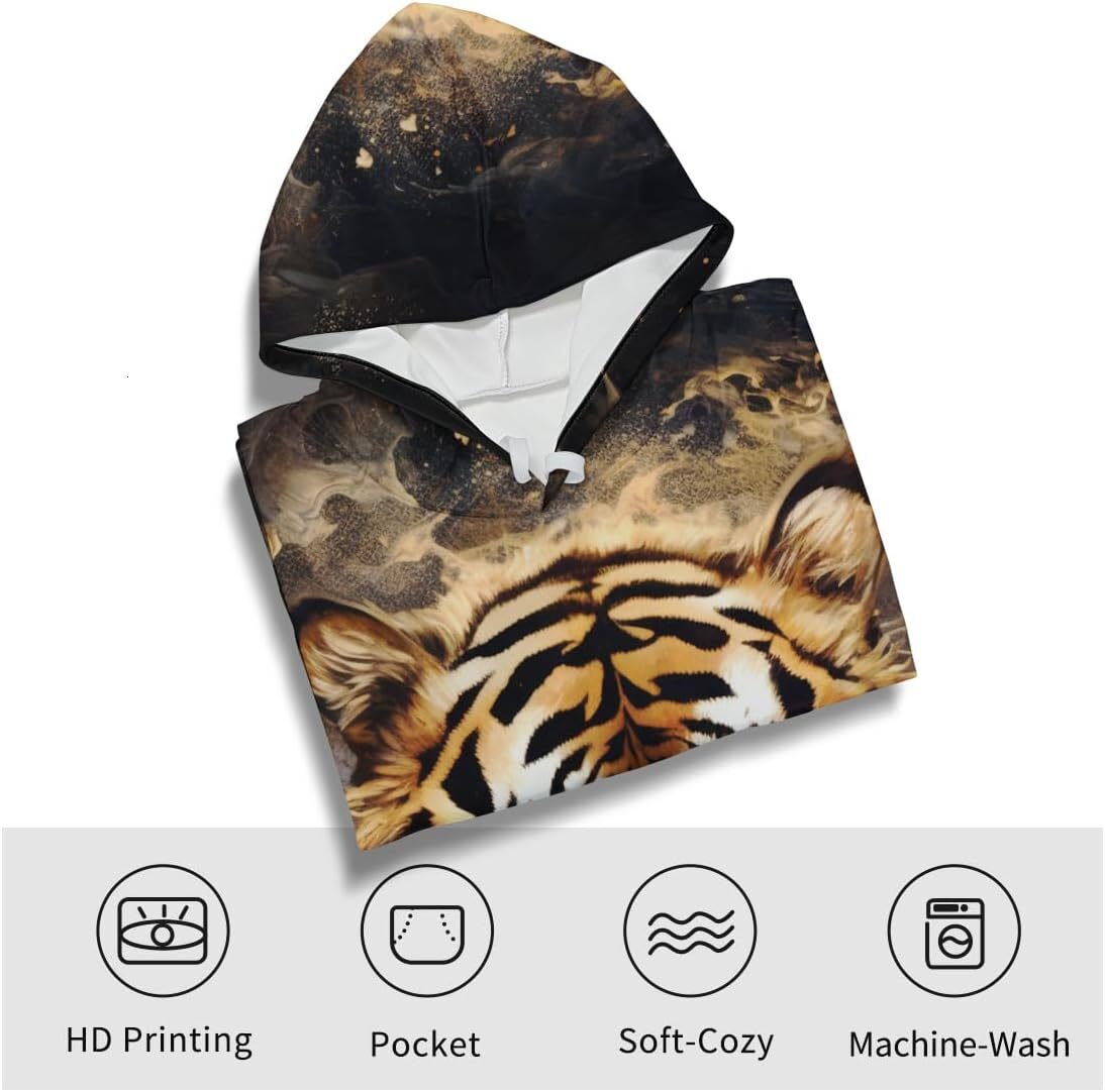 Hoodie for Mens Womens Mens Novelty Tiger Pattern Hoodies 3D Printed Sweatshirt Pullover with Pocket Graphic Hoodies sweatshirt Pullover Long Sleeve M