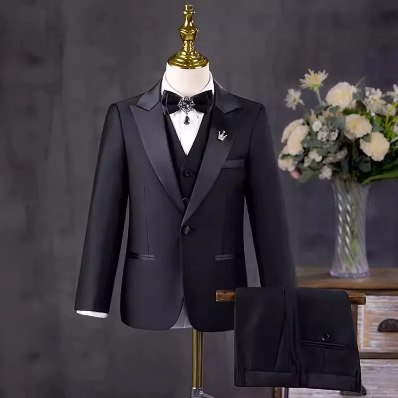 Flower Boys Piano Pography Suit Kids Party Ceremony Costume Children Birthday Wedding Prom Eve Wear Performance Tuxedo Dress 241106