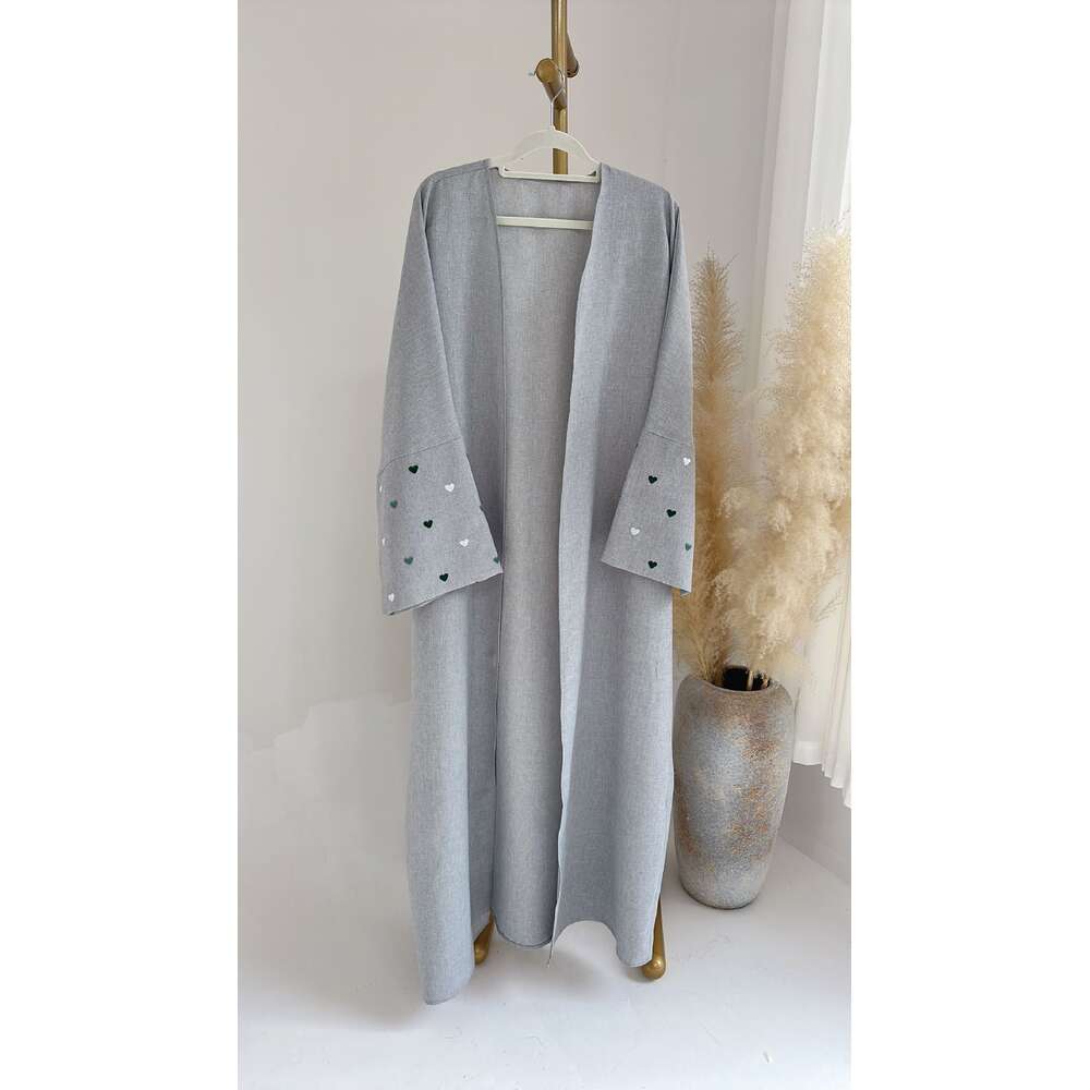Fashion Love Embroidery Dubai Trkiye Elegant Cardigan Robe LR712 Fashionable women's long robe cardigan